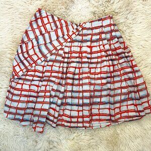 EUC Anthropologie MAEVE Imprecise Graph Asymmetrical Skirt 6 Orange Faux Wrap